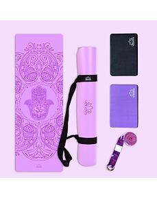 Set na jógu s profi jógamatkou HAMSA PURPLE
