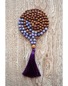 YOGGYS meditační mala - angelit a rudrakša PURPLE