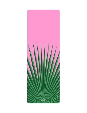 YOGGYS [BALI SOUL PINK] růžová/zelená designová jógová podložka s tropickým motivem