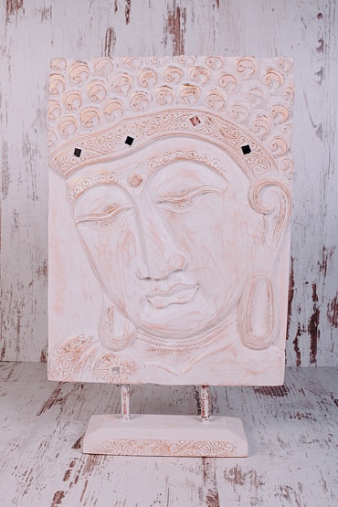 Obraz Buddhy BÍLÝ 48 cm