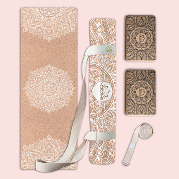 Set na jógu s korkovou jógamatkou INFINITY NATURAL WHITE