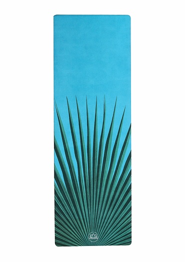 YOGGYS [BALI SOUL JADE] tyrkysová designová jógová podložka s tropickým motivem