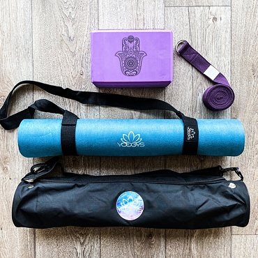 YOGGYS [HAMSA SPIRITUAL] multipack a tyrkysová/fialová designová jógová podložka s hamsou 