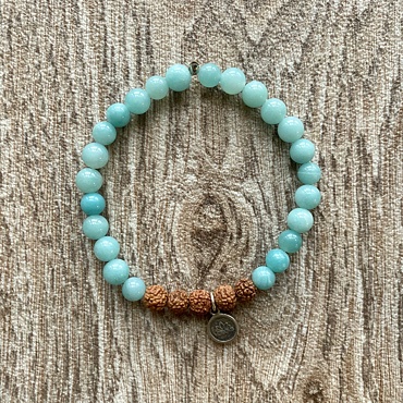 YOGGYS náramek - amazonit a rudraksha
