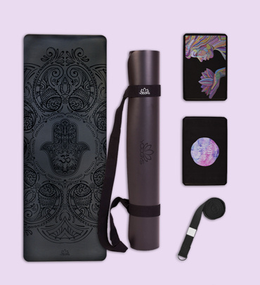 Set na jógu s profi jógamatkou HAMSA BLACK