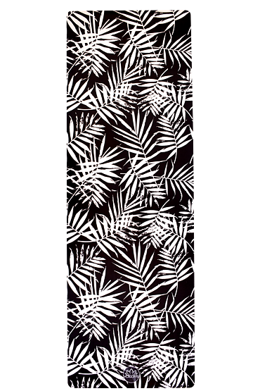 YOGGYS [TROPICAL VISION] černobílá designová jógová podložka s tropickým motivem 