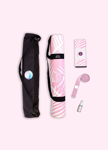 YOGGYS [PINK TROPICAL] multipack a barevná růžová designová jógová podložka,