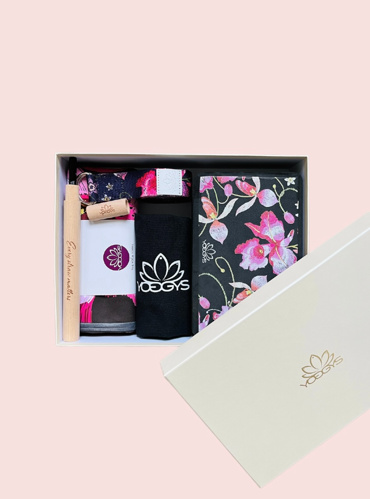 Dárkový set s jógovým blokem, páskem a ručníkem WILD ORCHID