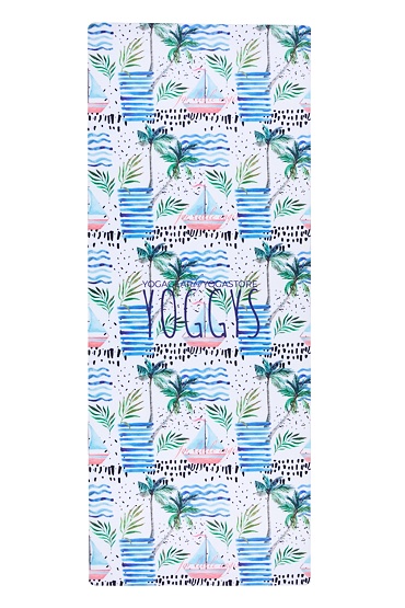 YOGGYS [HAPPY BOATS] bílá dětská designová jógová podložka s lodičkama