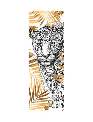 YOGGYS OUTLET [GOLDEN LEOPARD] designová podložka na jógu komfortní bílá zlatá s leopardem 