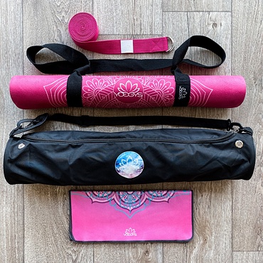 YOGGYS [LOTUS MEDITATION] multipack a růžová designová jógová podložka s mandalou 