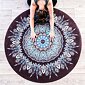 YOGGYS - MANDALA YOGA ROUND MAT - BOHO MANDALA hnědá designová kulatá jógová podložka s pírky