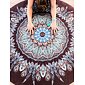 YOGGYS - MANDALA YOGA ROUND MAT - BOHO MANDALA hnědá designová kulatá jógová podložka s pírky