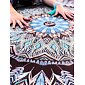 YOGGYS - MANDALA YOGA ROUND MAT - BOHO MANDALA hnědá designová kulatá jógová podložka s pírky