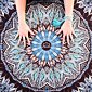 YOGGYS - MANDALA YOGA ROUND MAT - BOHO MANDALA hnědá designová kulatá jógová podložka s pírky